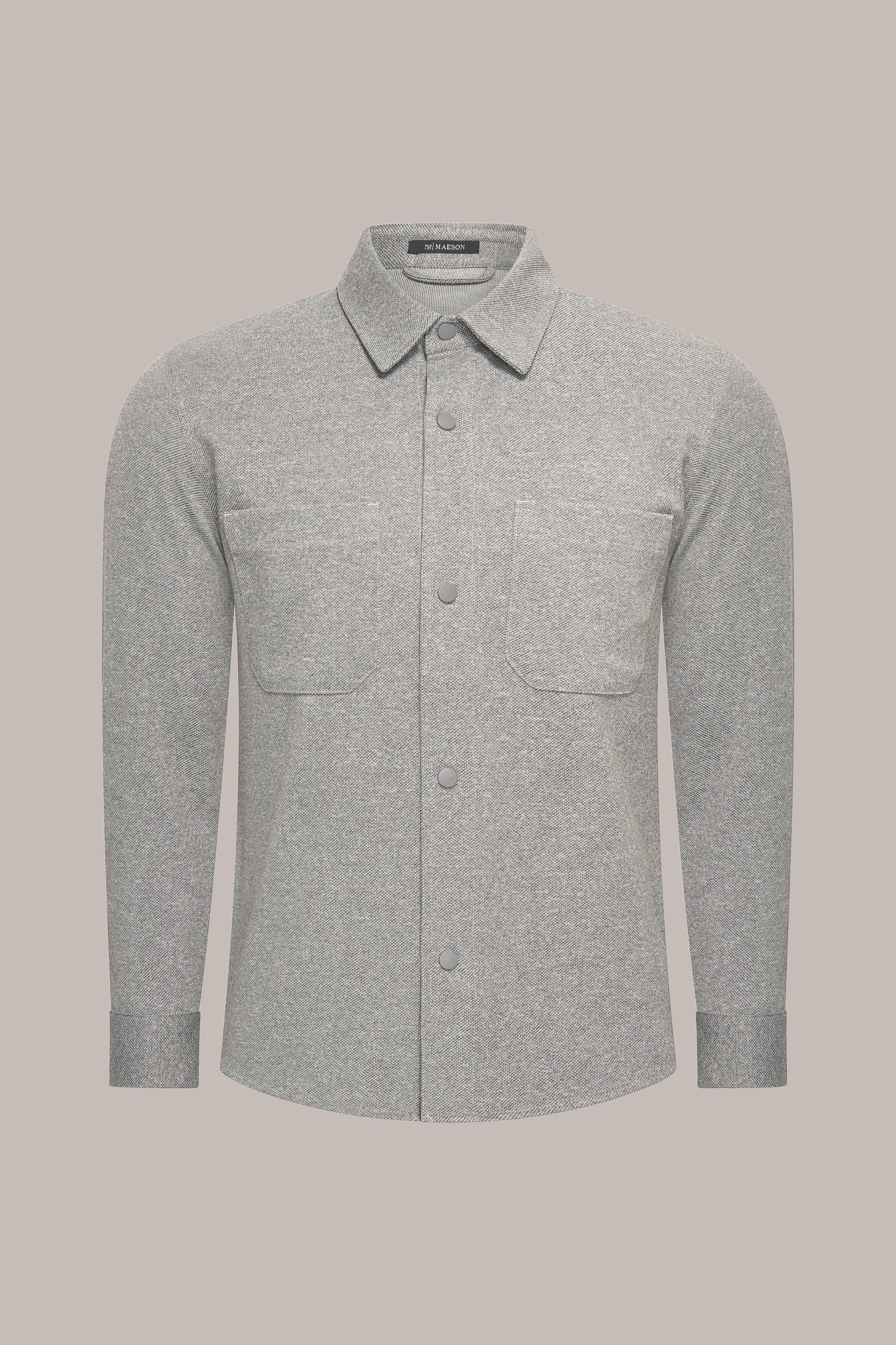 MAESON Knitted Overshirt Sterling Grey — vooraanzicht