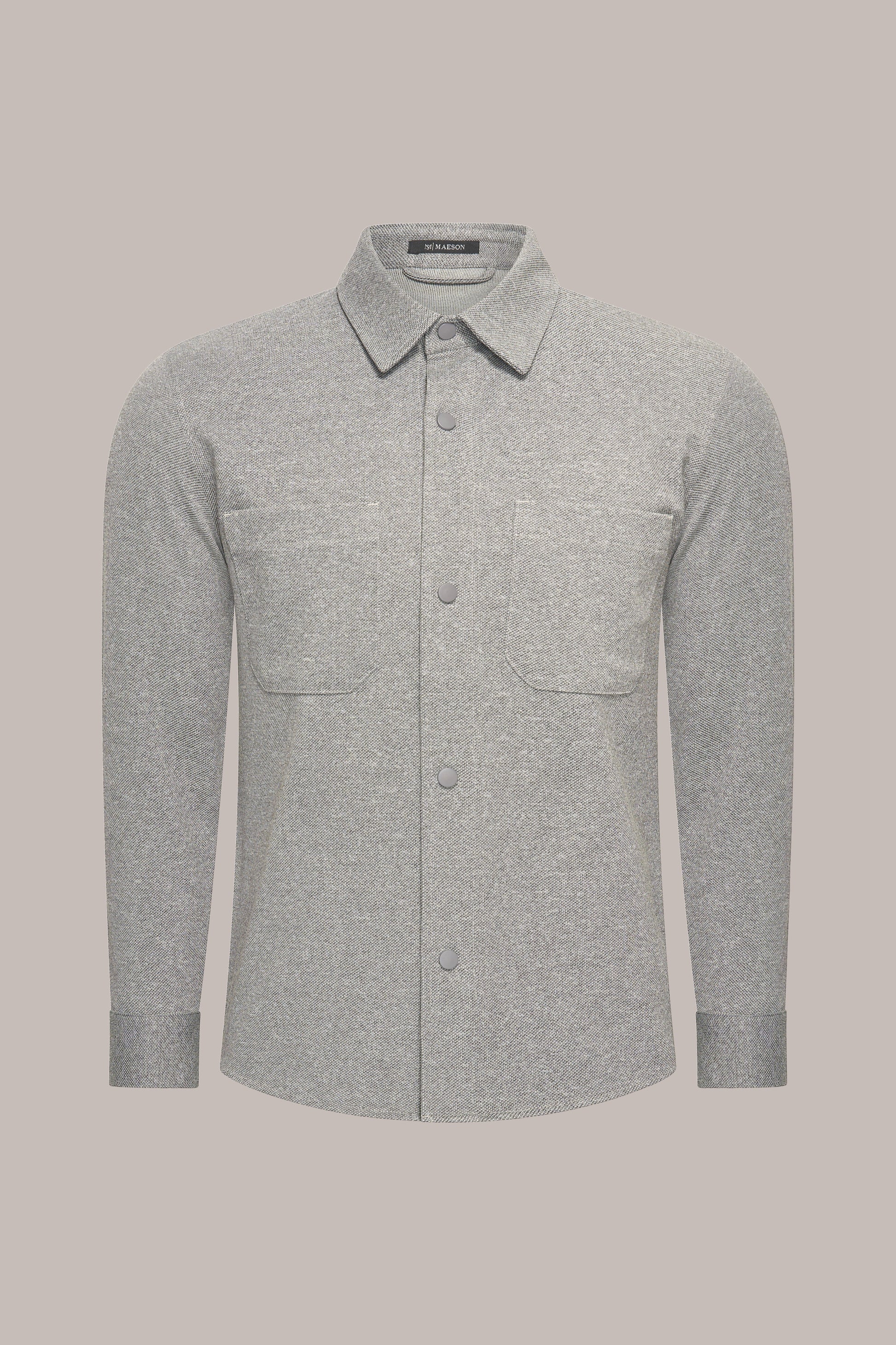 MAESON Knitted Overshirt Sterling Grey — vooraanzicht