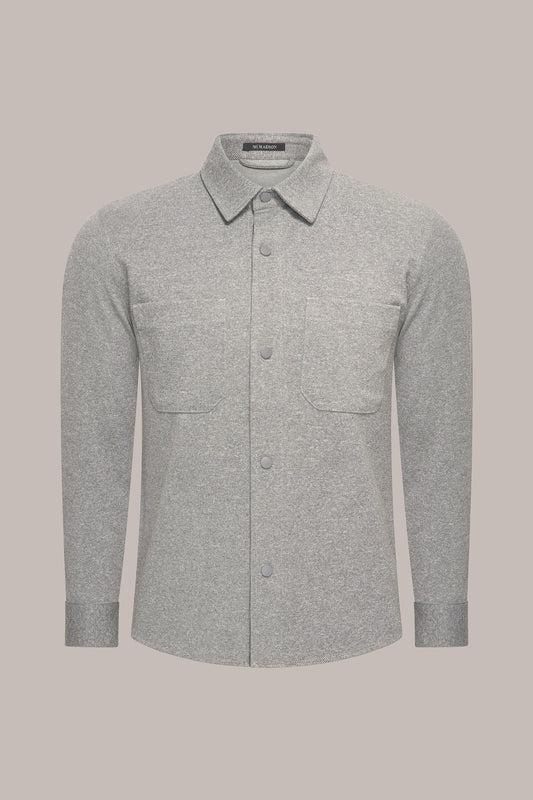 MAESON Knitted Overshirt Sterling Grey — vooraanzicht