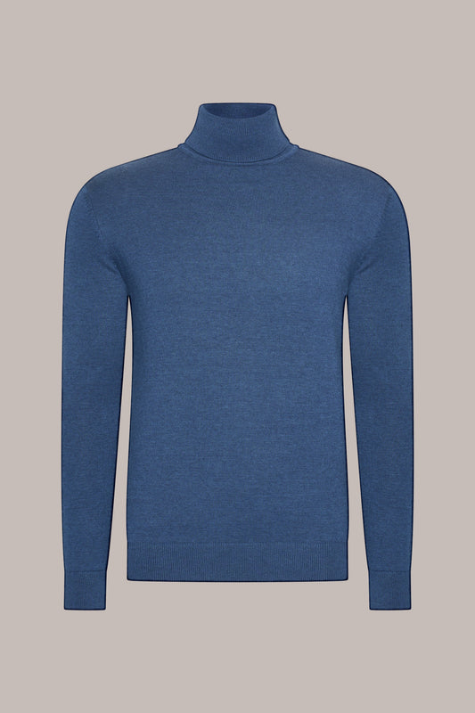 MAESON The Belfort Turtleneck Pure Indigo — vooraanzicht