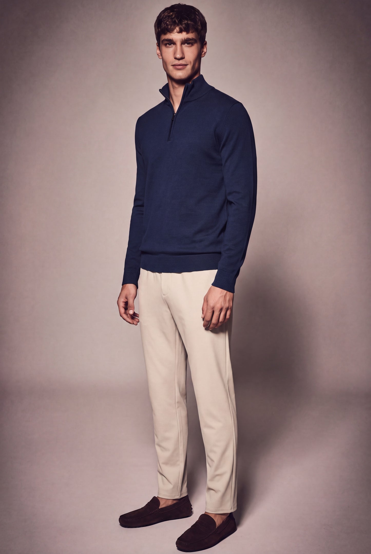 MAESON The Belfort Half-Zip Midnight Blue — model, foto 2