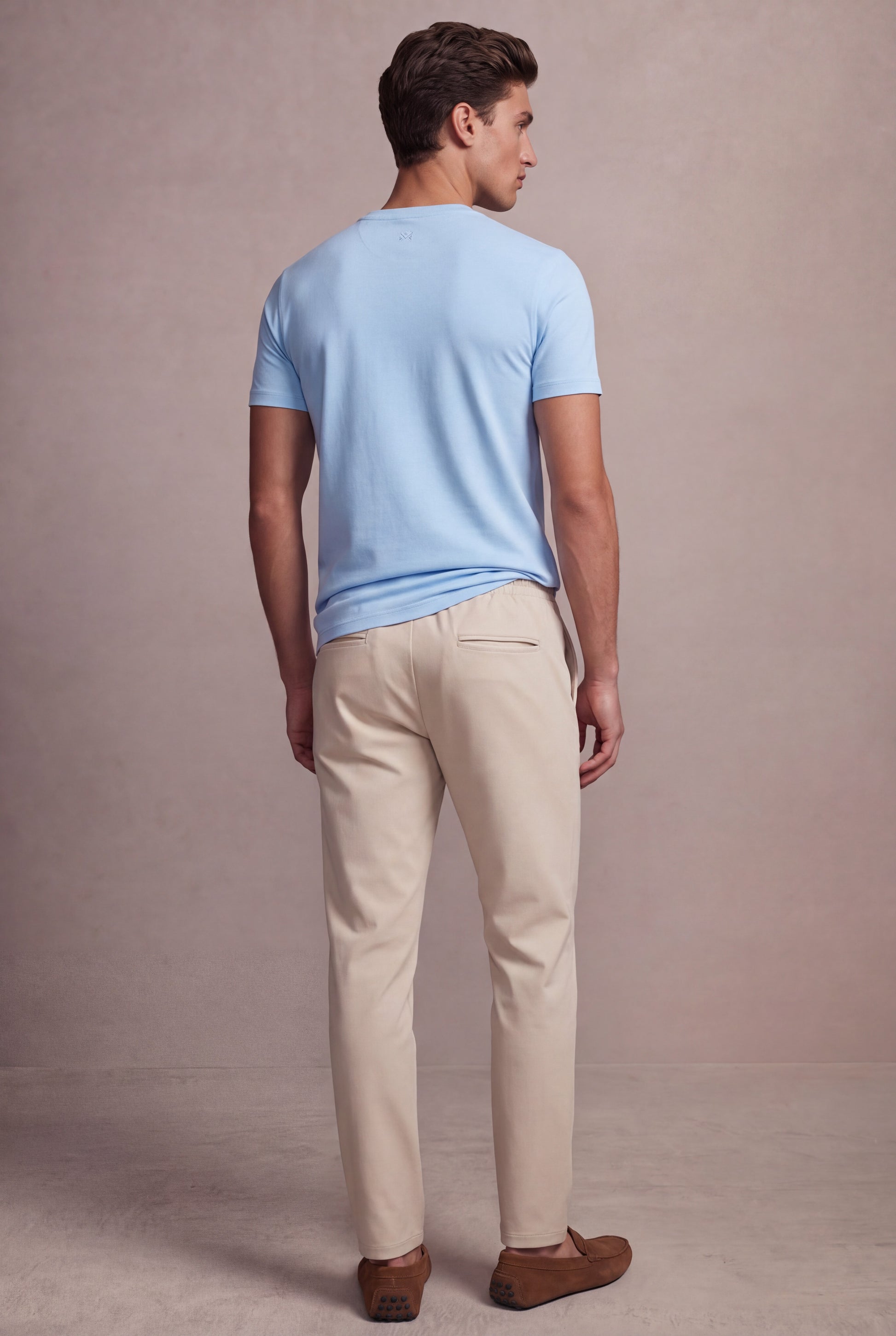 MAESON T-Shirt Silktouch Pique Azure Blue — model, foto 4