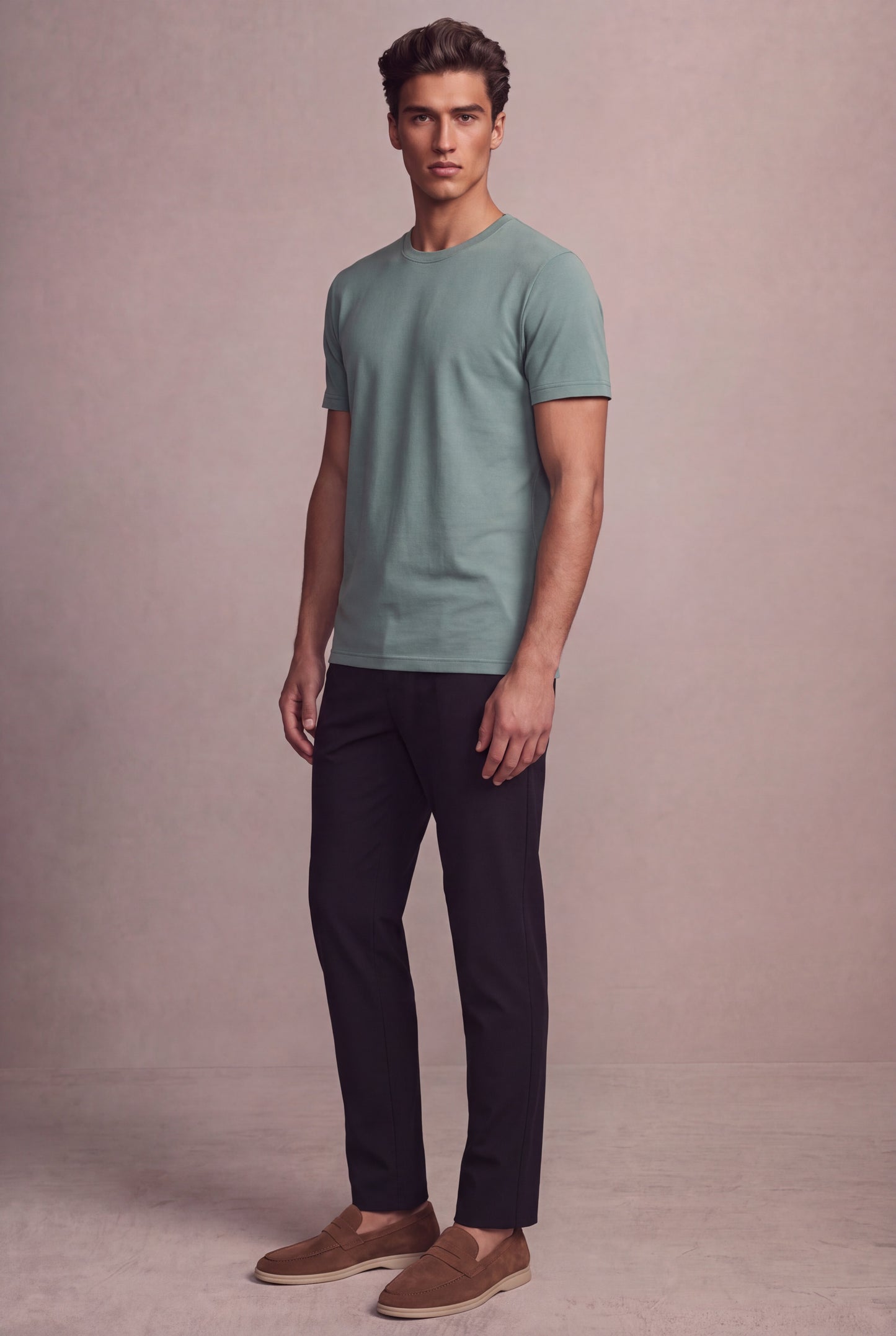 MAESON T-Shirt Silktouch Pique Frosted Olive — model, foto 2