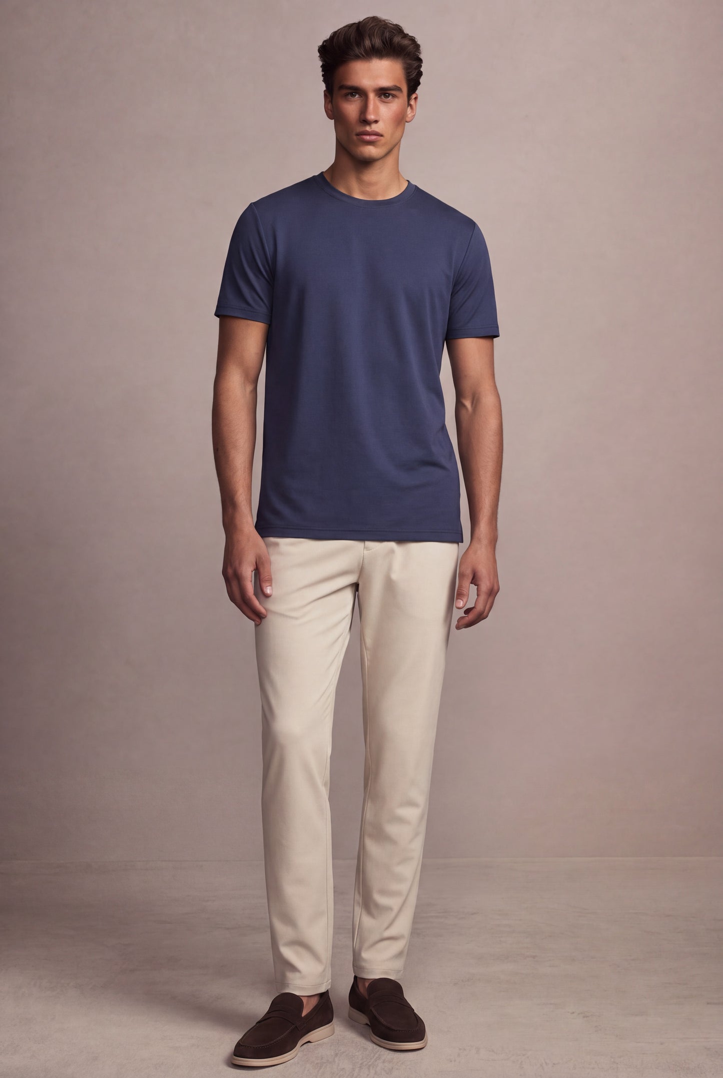 MAESON T-Shirt Silktouch Pique Midnight Blue — model, foto 1