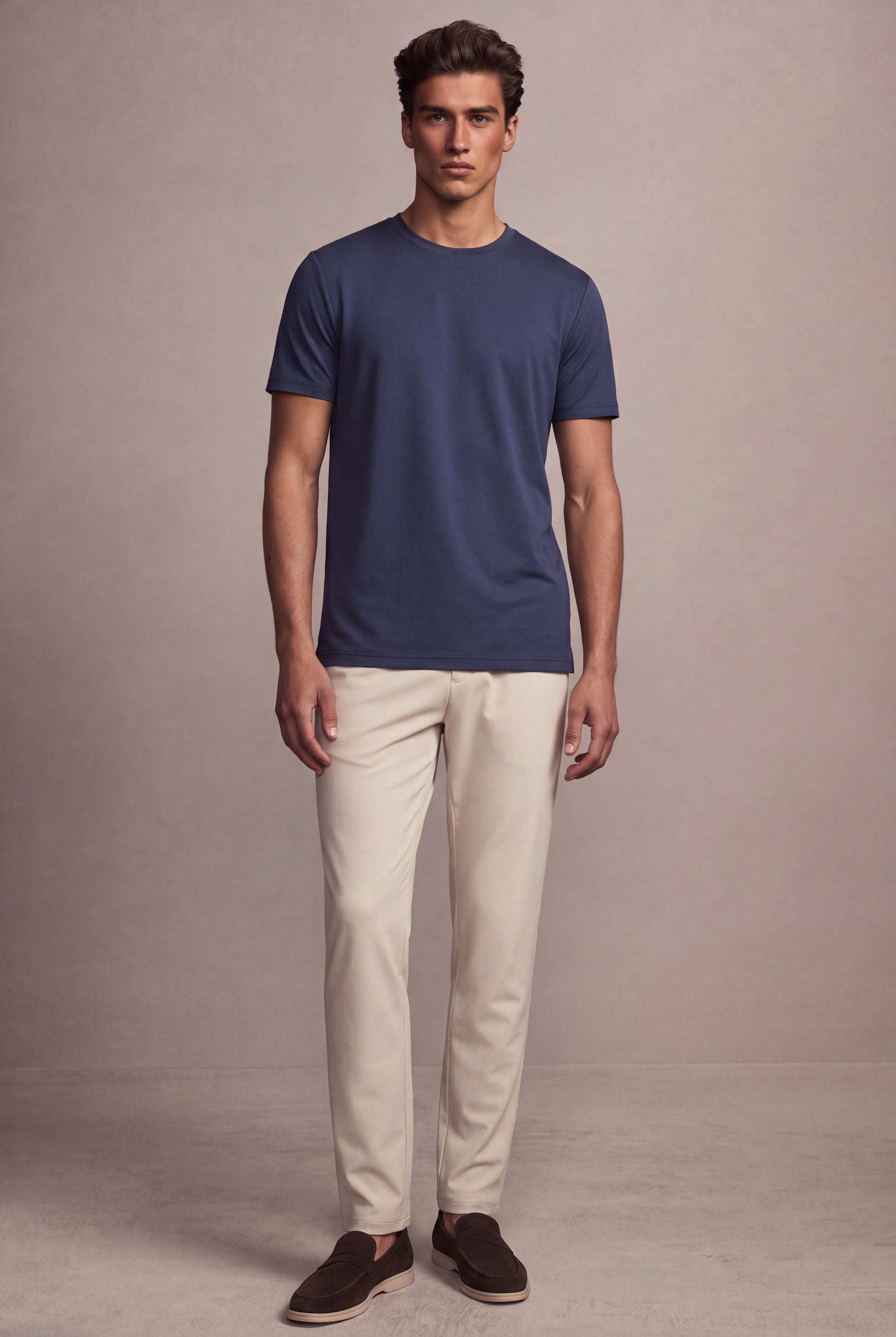 MAESON T-Shirt Silktouch Pique Midnight Blue — model, foto 1
