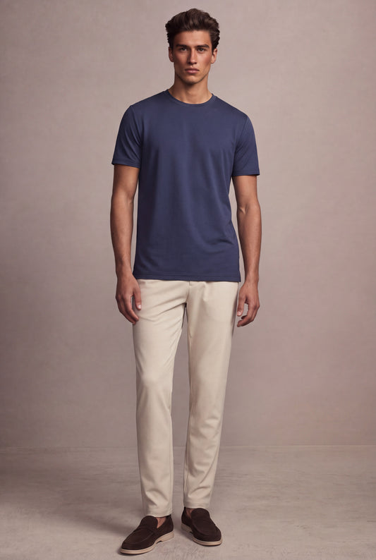 MAESON T-Shirt Silktouch Pique Midnight Blue — model, foto 1