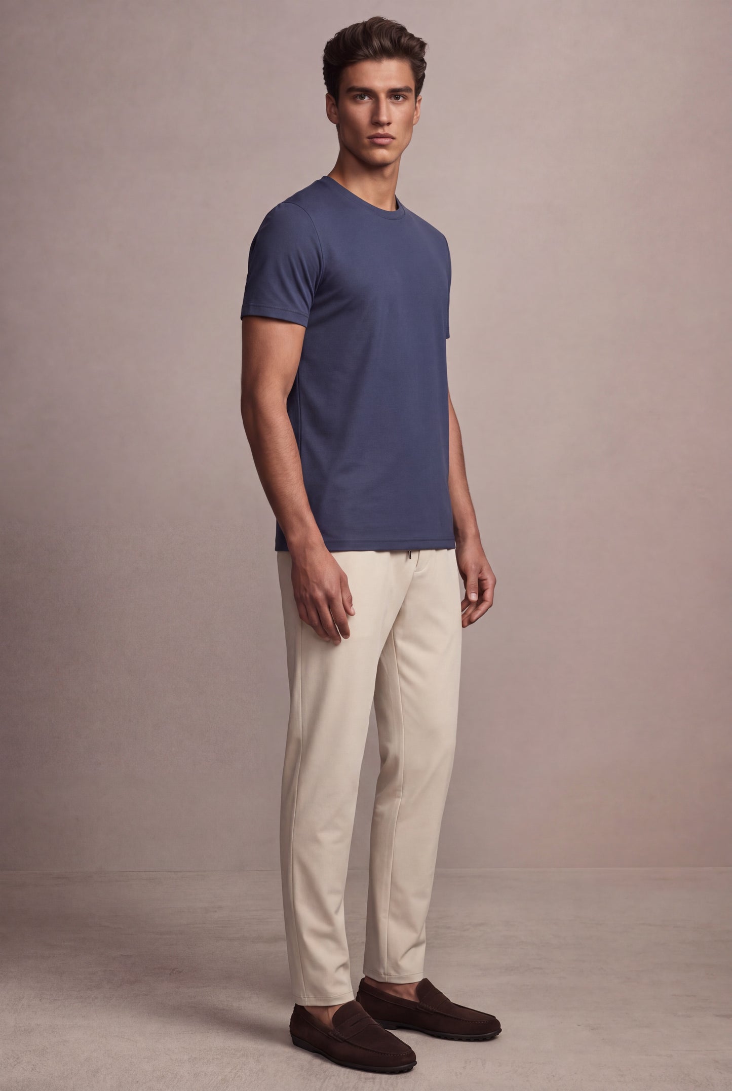 MAESON T-Shirt Silktouch Pique Midnight Blue — model, foto 2