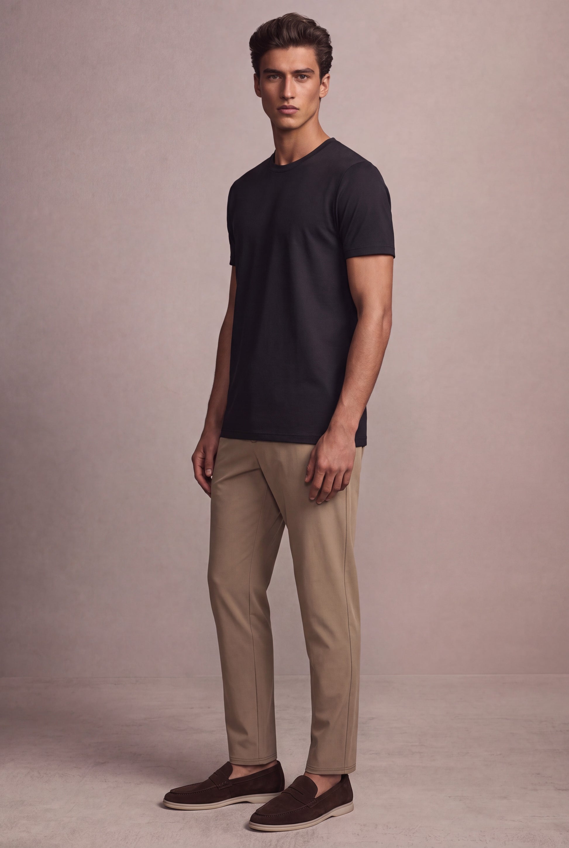 MAESON T-Shirt Silktouch Pique Onyx Black — model, foto 2