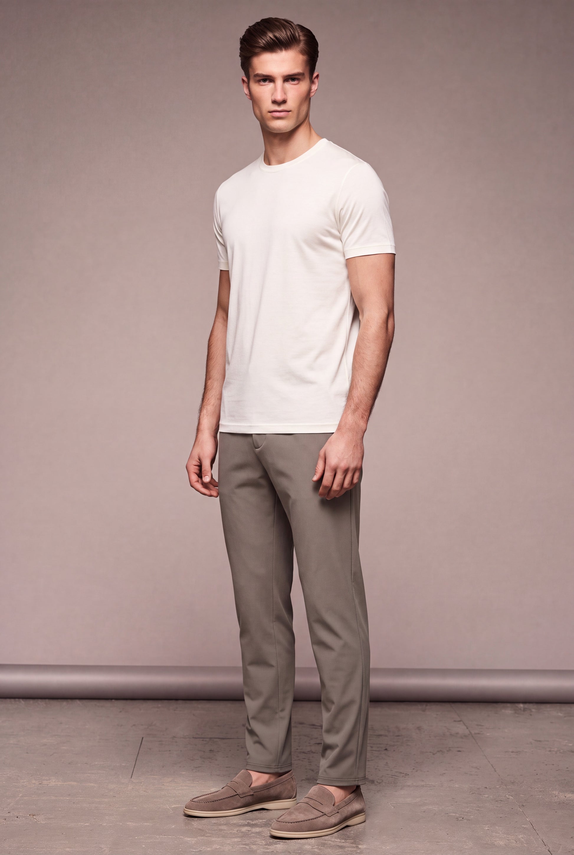 MAESON T-Shirt Modal Essence Silk White — model, foto 2