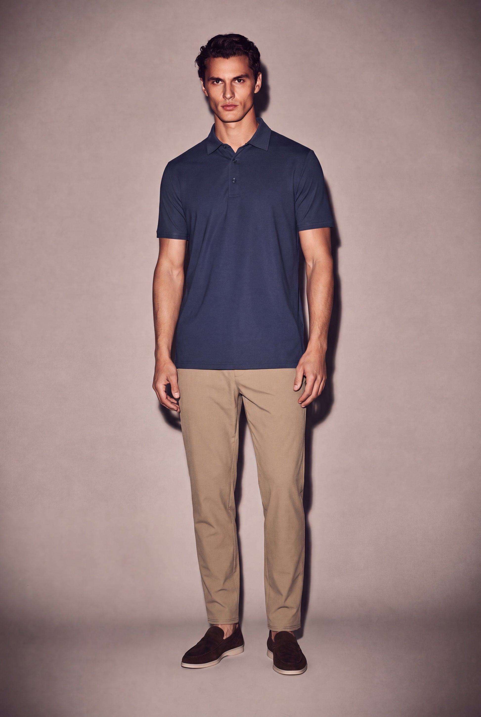 MAESON Polo Silktouch Pique Midnight Blue — model, foto 1