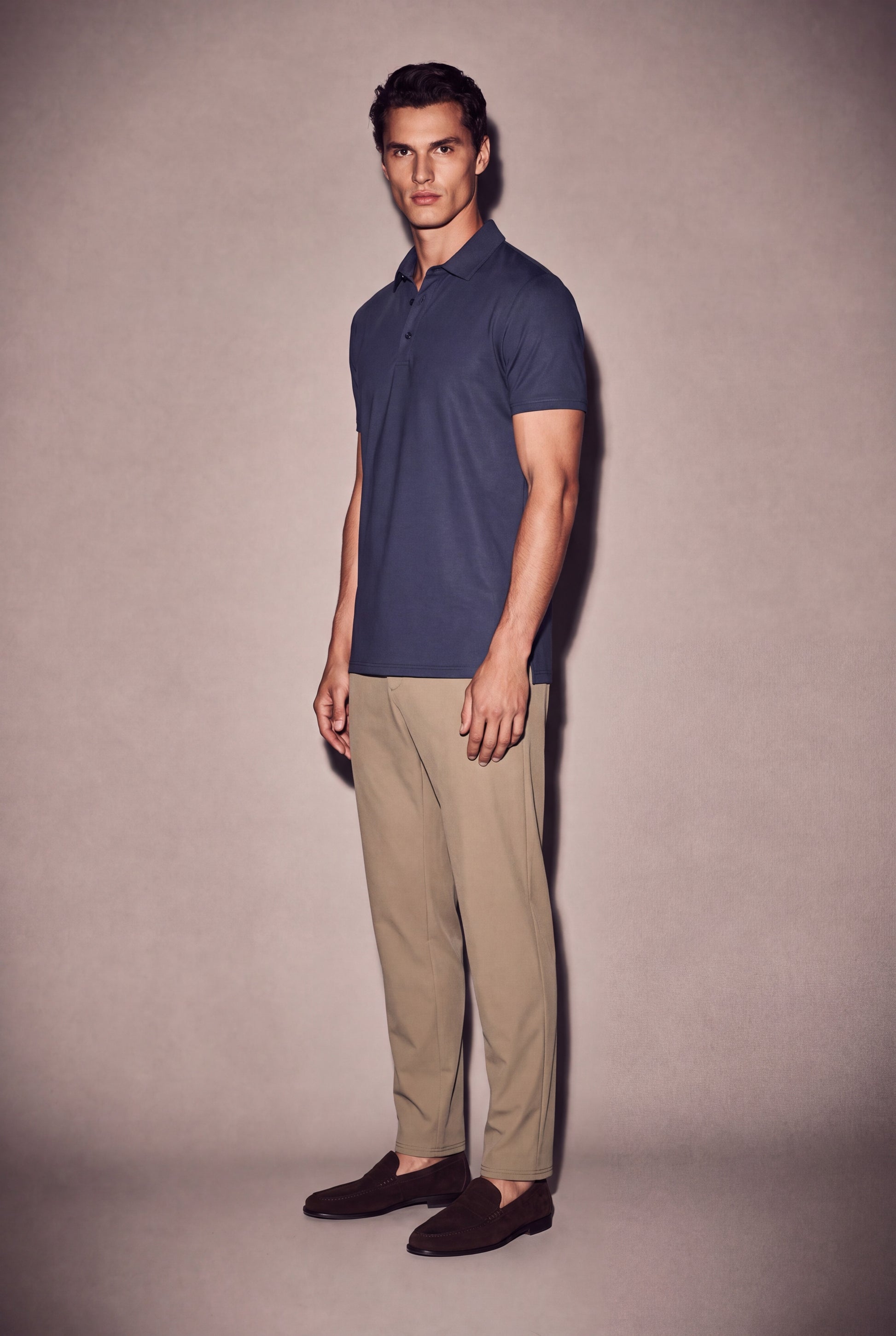 MAESON Polo Silktouch Pique Midnight Blue — model, foto 2