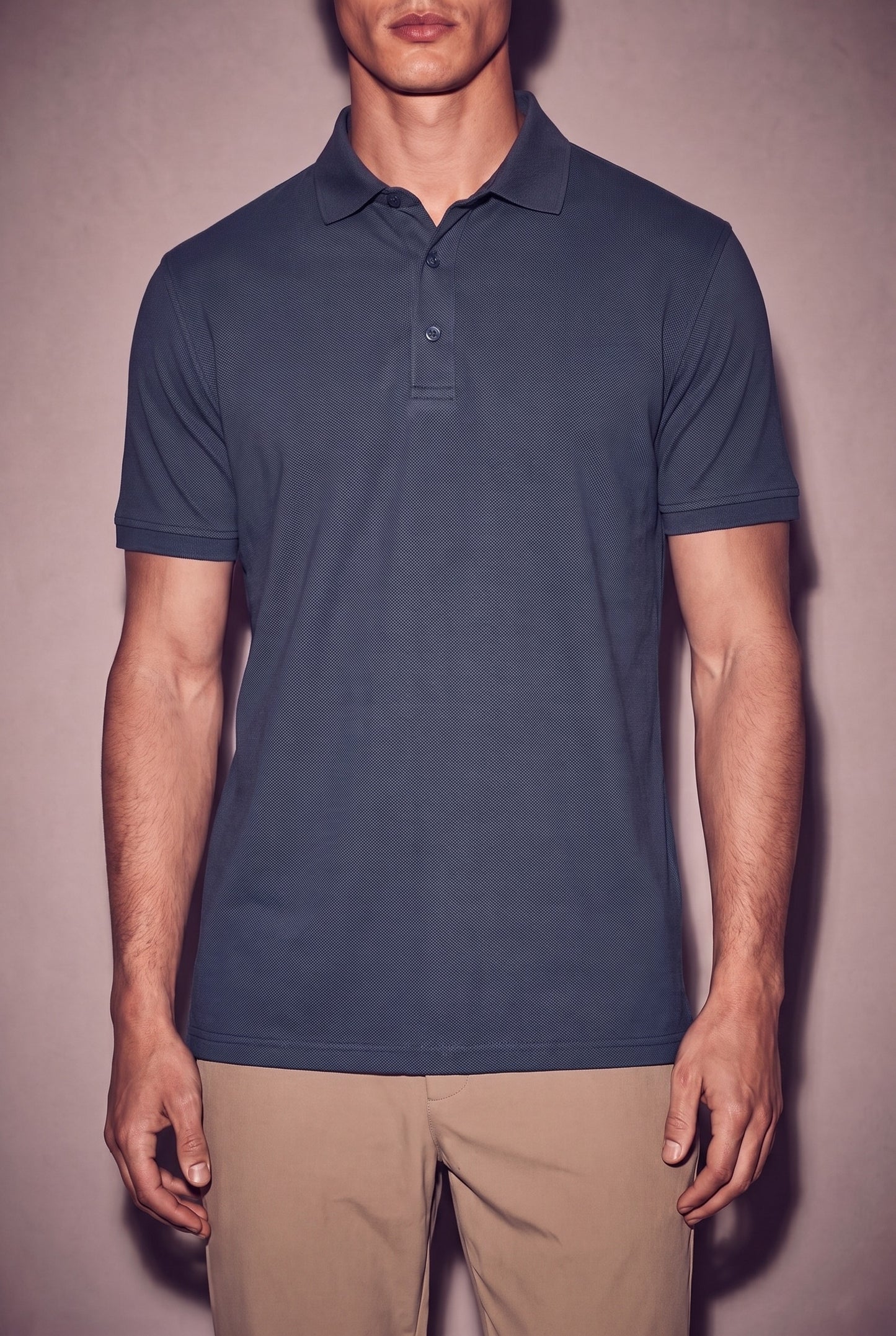 MAESON Polo Silktouch Pique Midnight Blue — model, foto 3