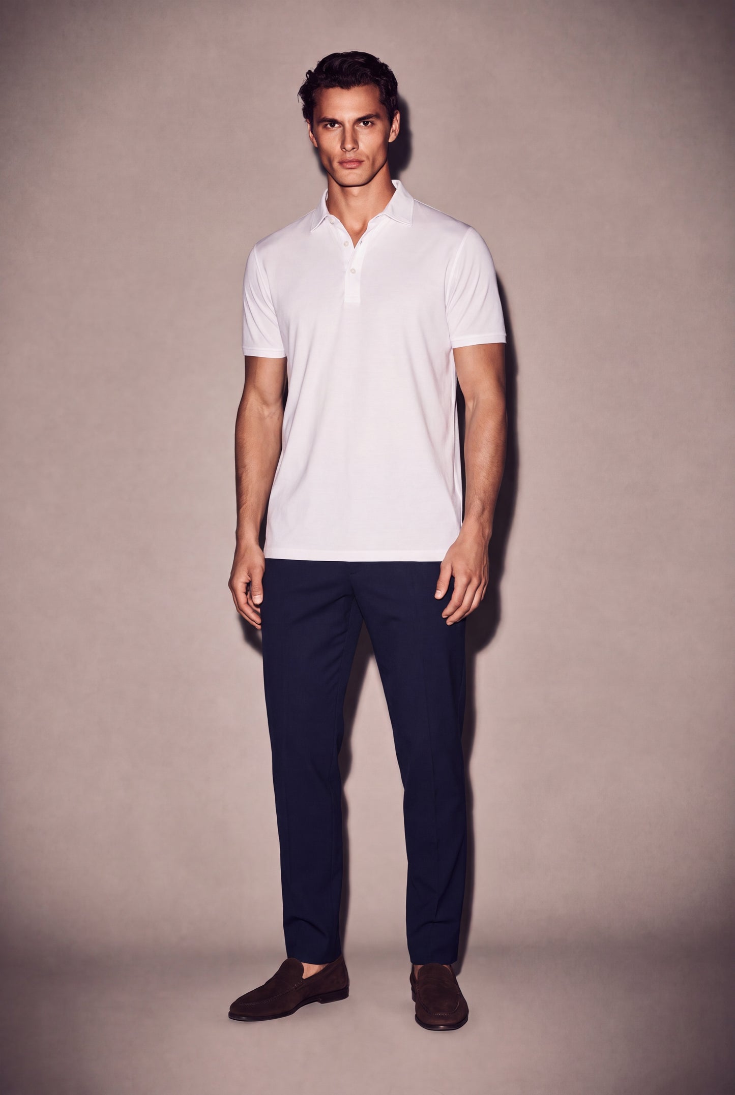 MAESON Polo Silktouch Pique Silk White — model, foto 1
