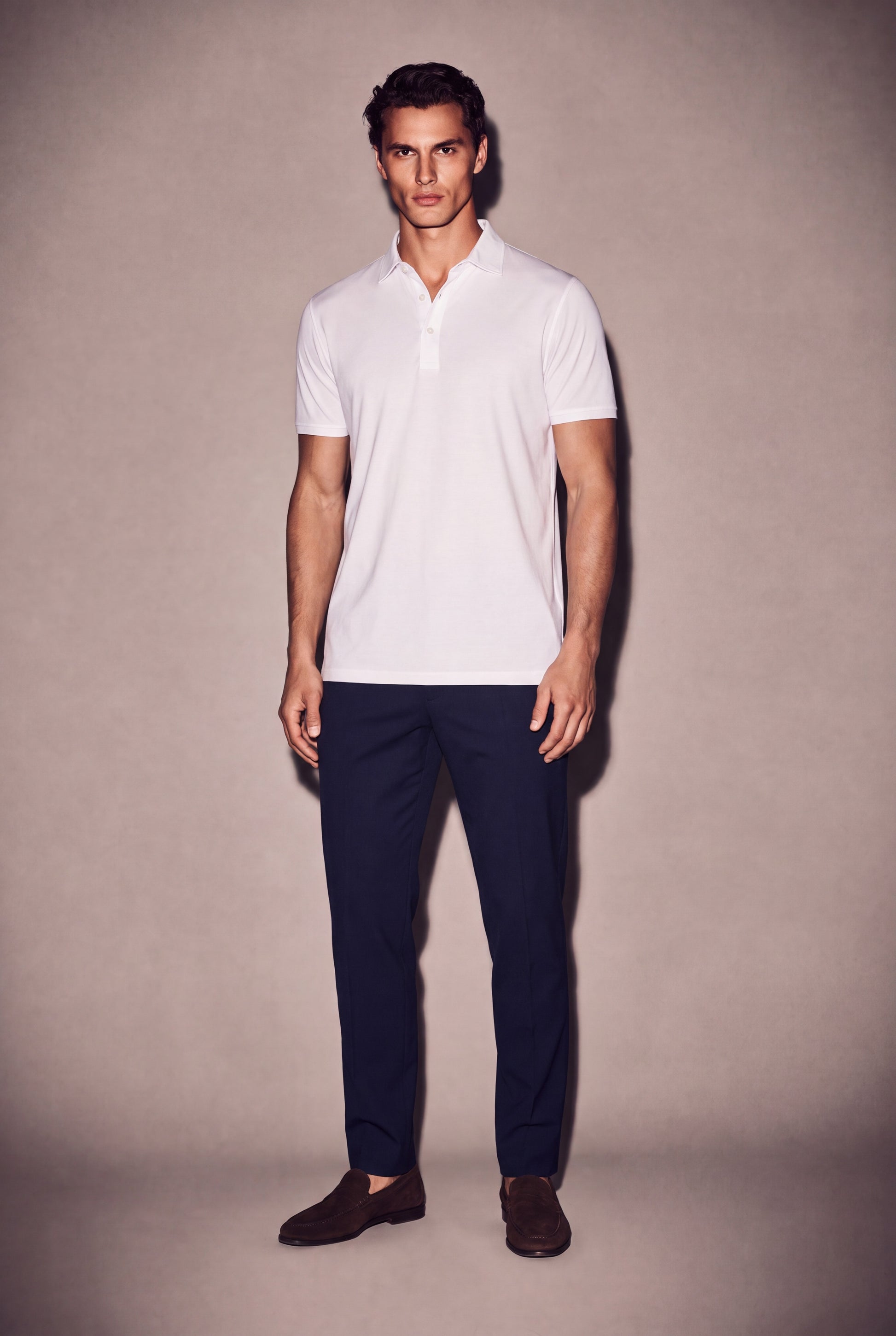 MAESON Polo Silktouch Pique Silk White — model, foto 1