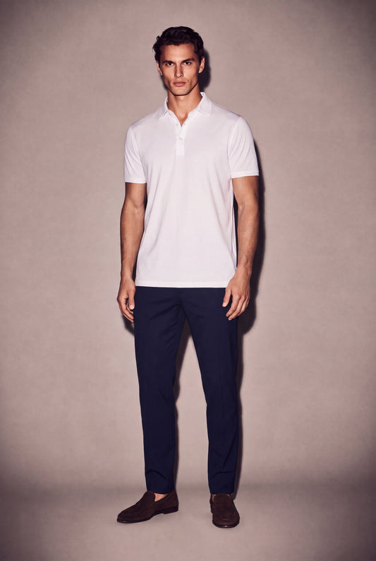 MAESON Polo Silktouch Pique Silk White — model, foto 1
