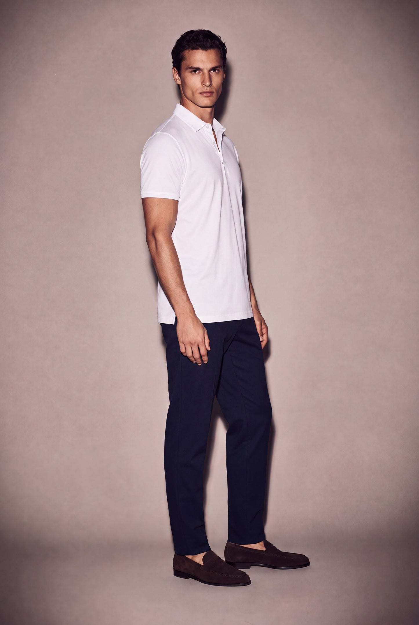 MAESON Polo Silktouch Pique Silk White — model, foto 2
