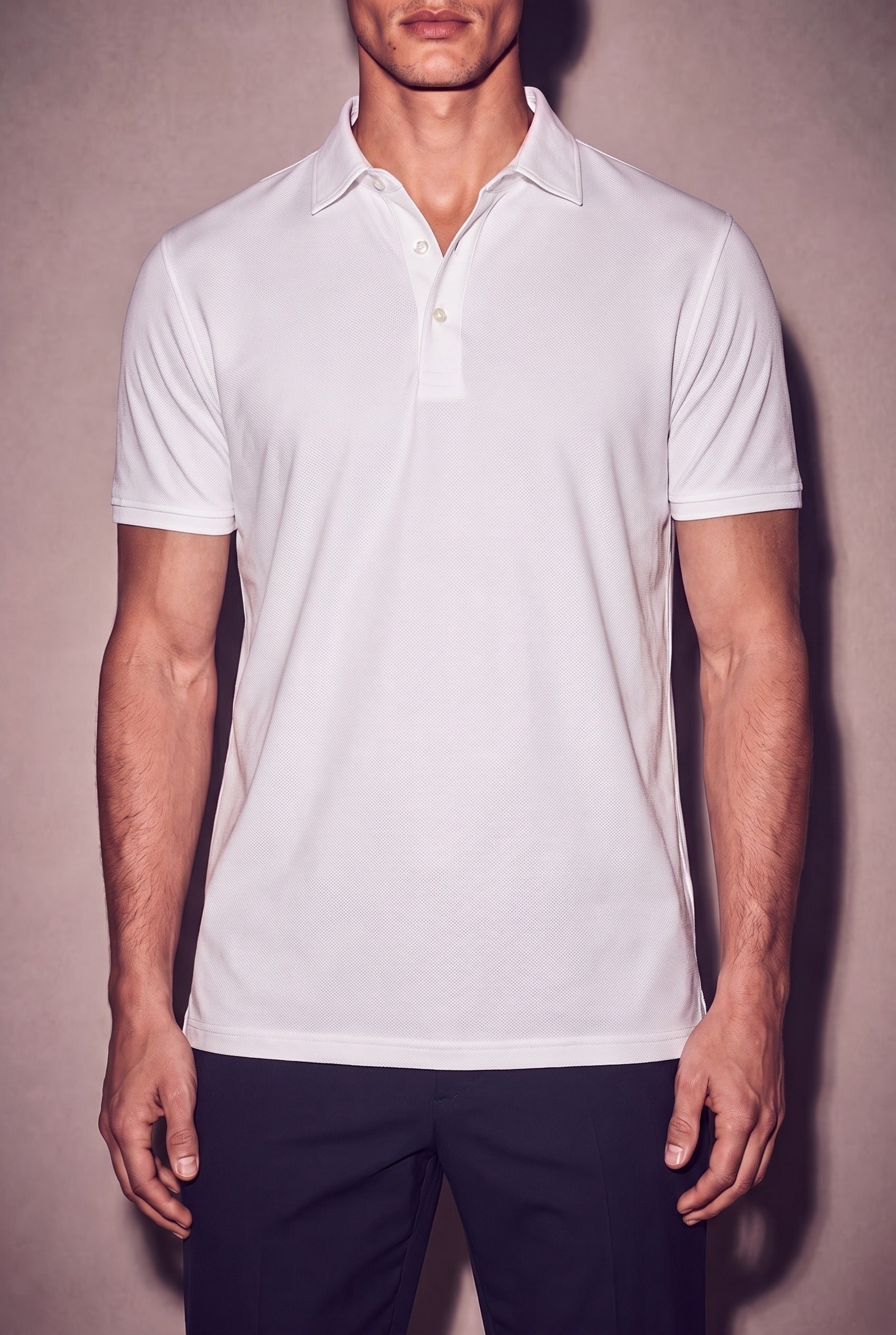 MAESON Polo Silktouch Pique Silk White — model, foto 3