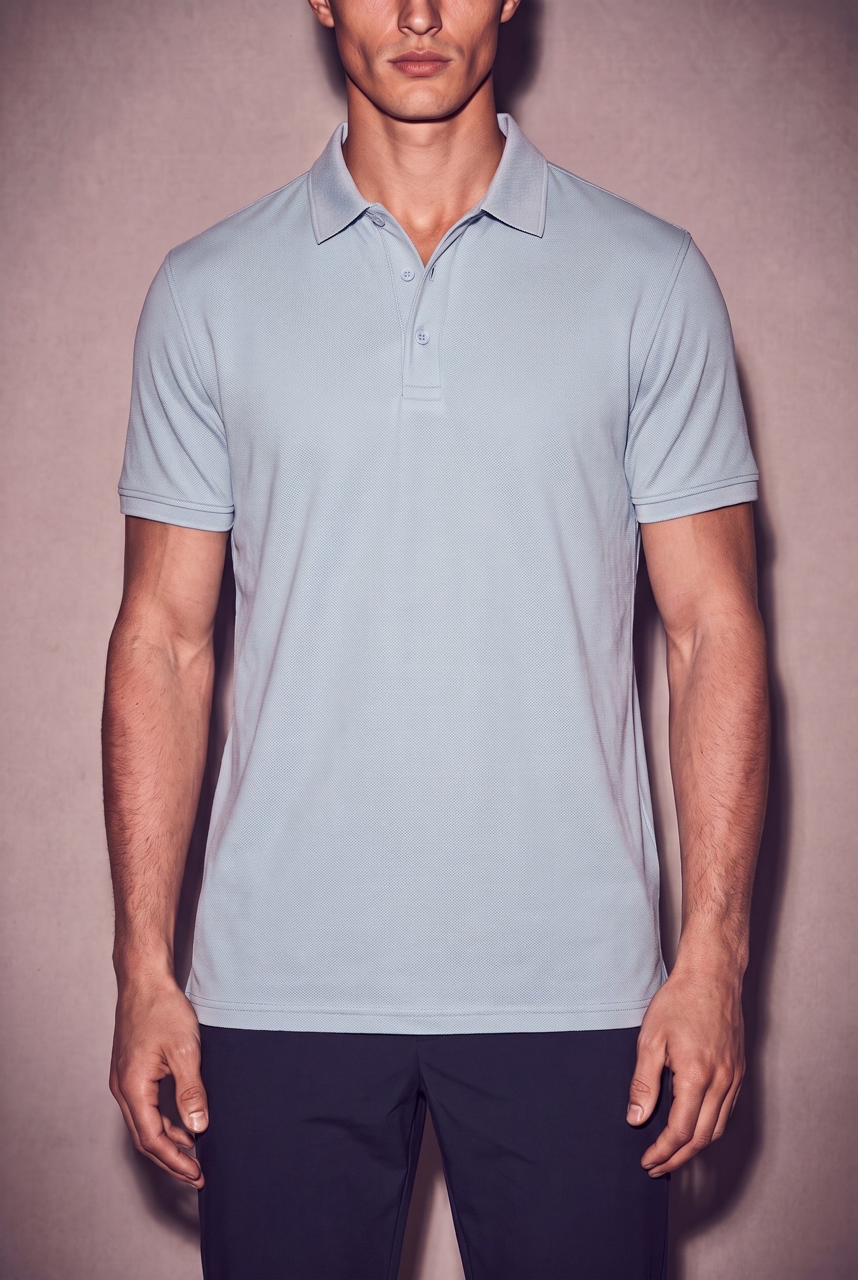 MAESON Polo Silktouch Pique Slate Grey — model, foto 3