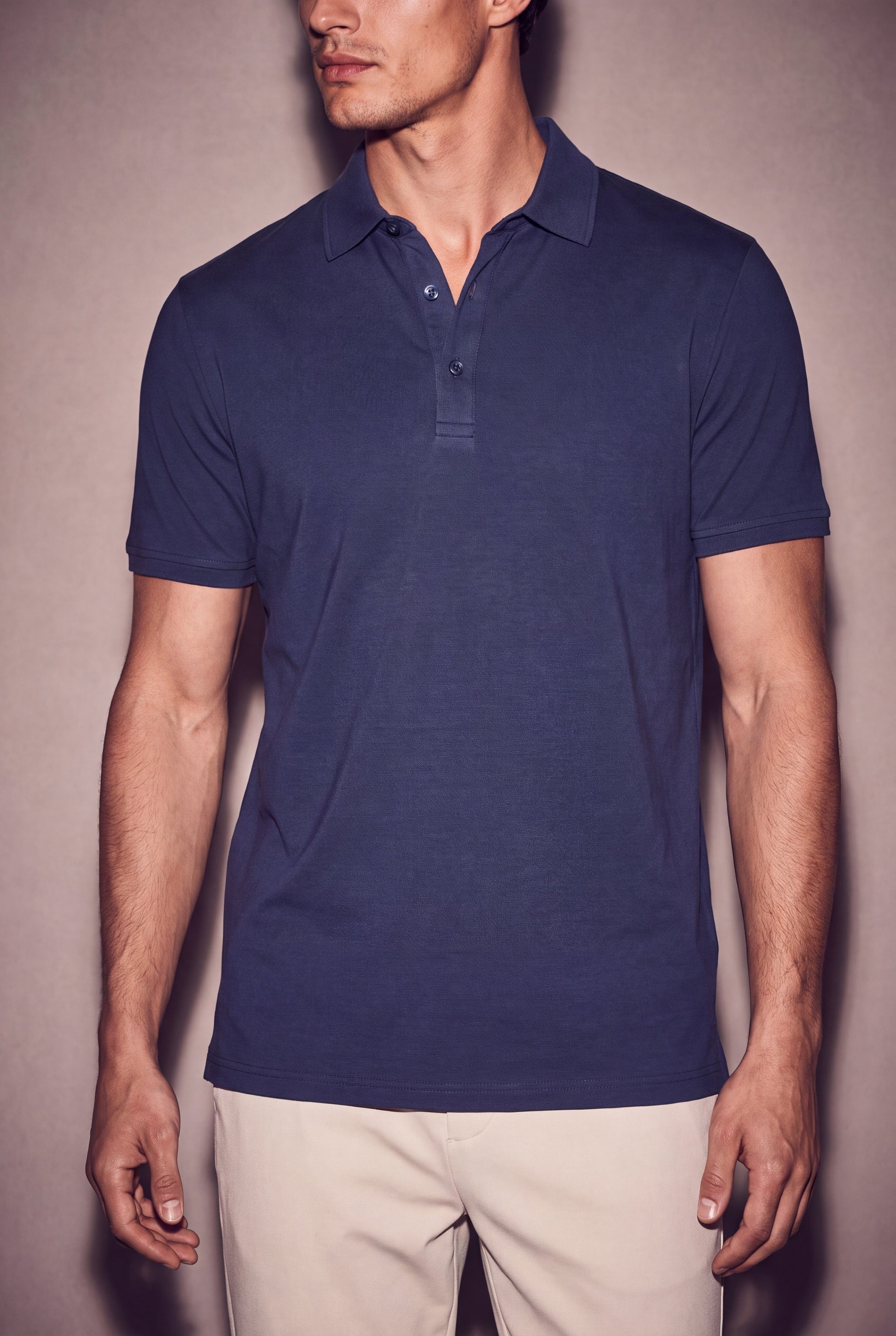 MAESON Polo Modal Essence Midnight Blue — model, foto 3