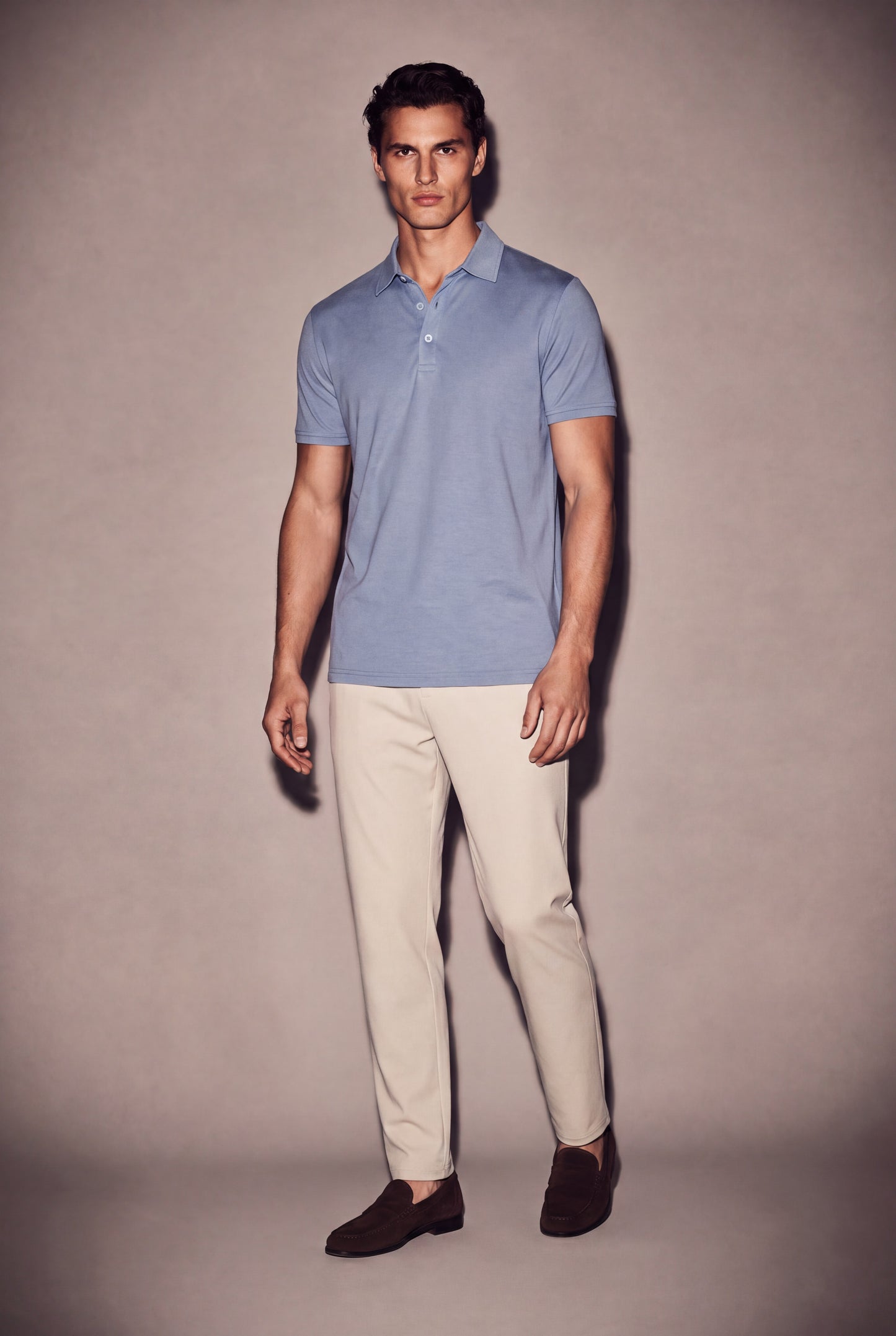 MAESON Polo Modal Essence Satin Blue — model, foto 1