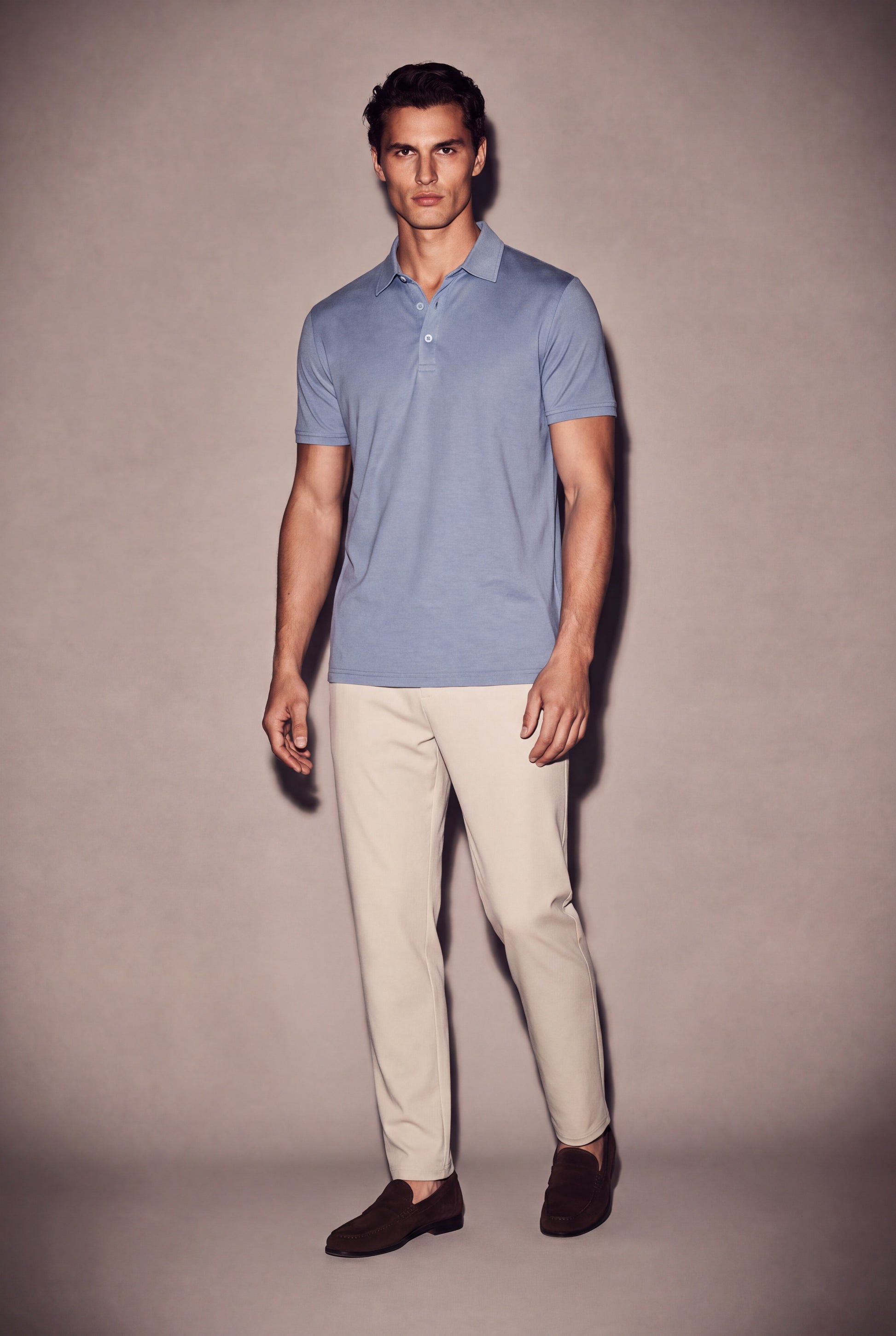 MAESON Polo Modal Essence Satin Blue — model, foto 1