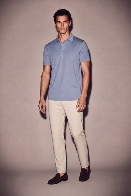MAESON Polo Modal Essence Satin Blue — model, foto 1
