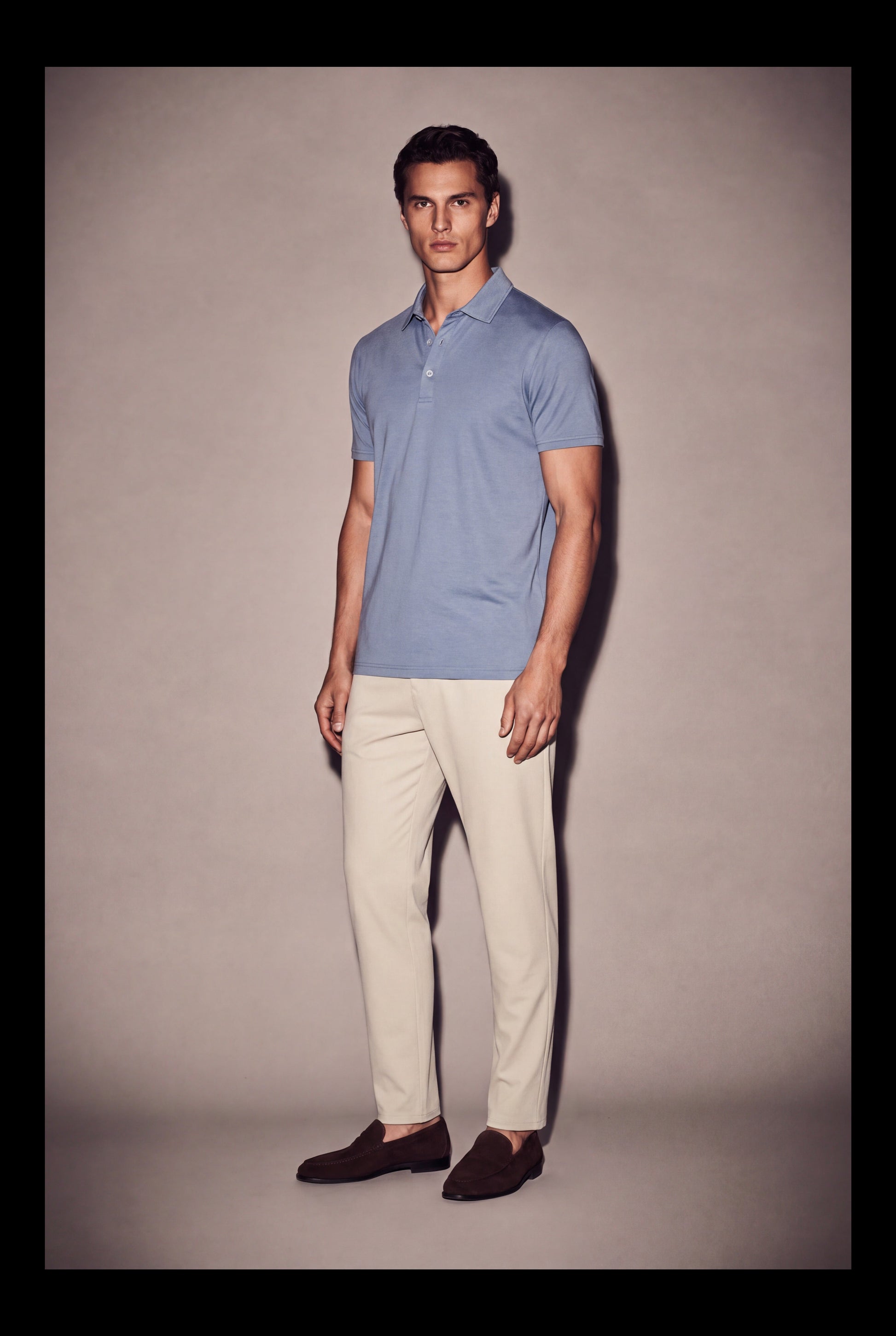 MAESON Polo Modal Essence Satin Blue — model, foto 2
