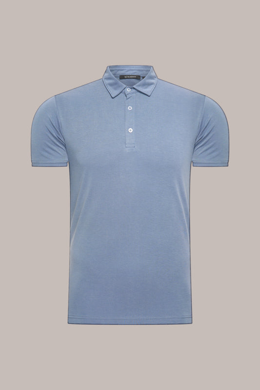 MAESON Polo Modal Essence Satin Blue — vooraanzicht