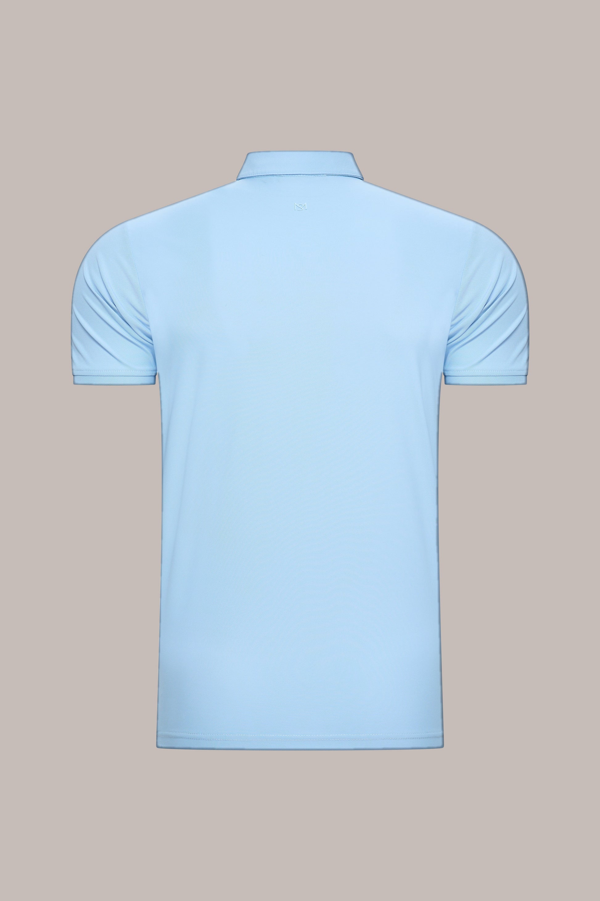 MAESON Polo Silktouch Pique Azure Blue — achteraanzicht