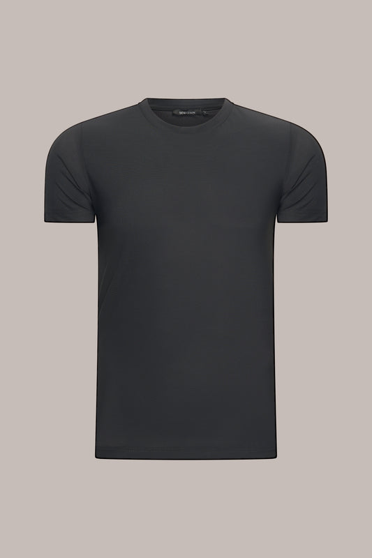 MAESON T-Shirt Silktouch Pique Onyx Black — vooraanzicht