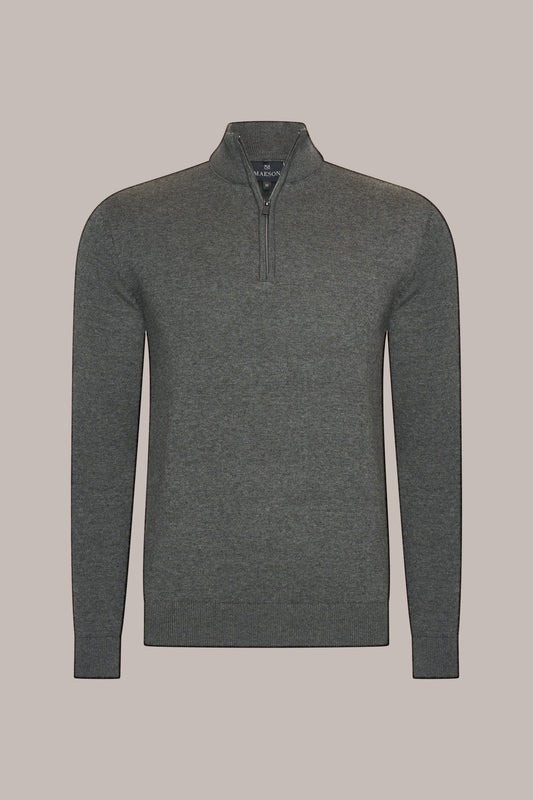 MAESON The Belfort Half-Zip Dove Grey — vooraanzicht