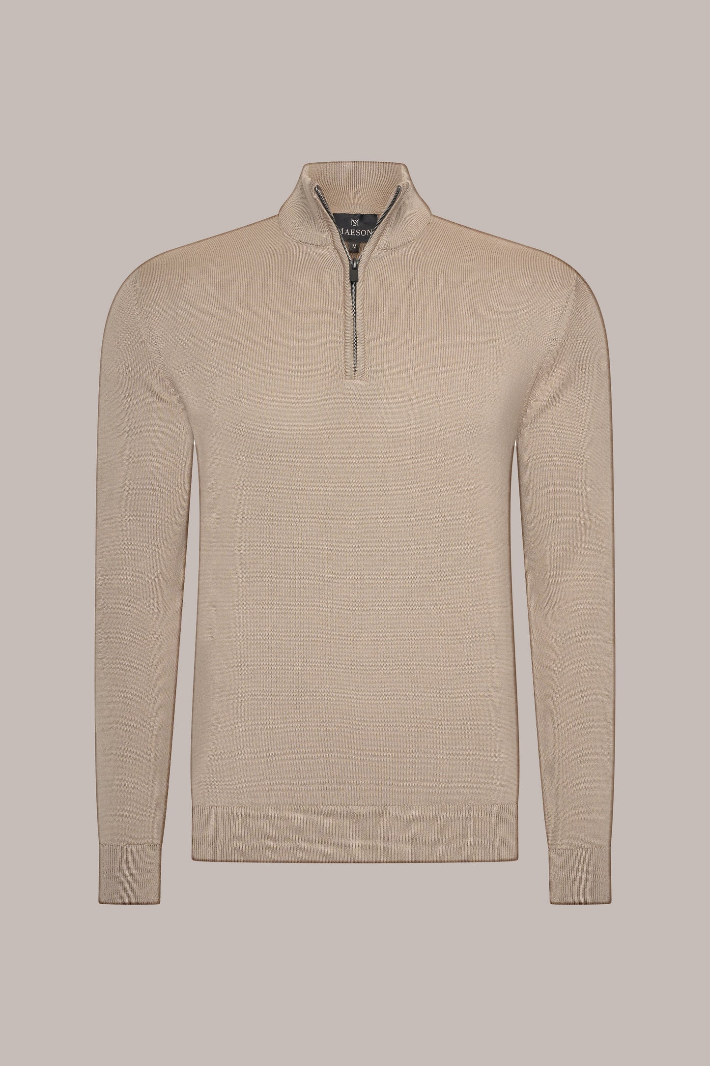 MAESON The Belfort Half-Zip Dune Taupe — vooraanzicht