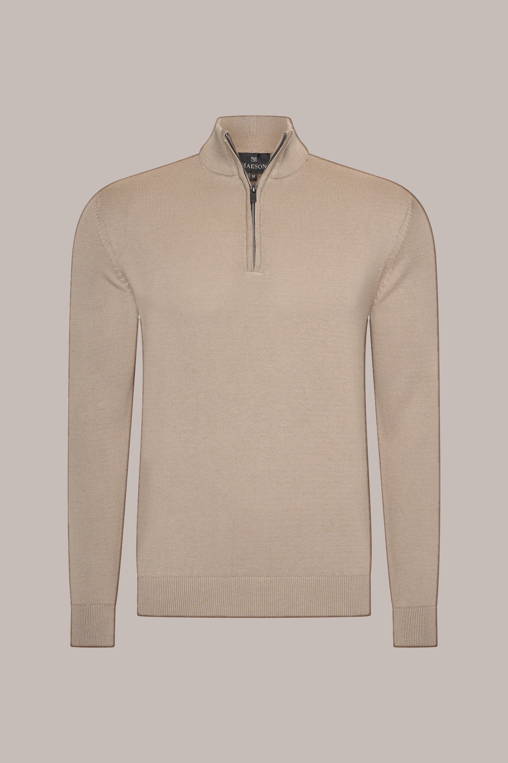 MAESON The Belfort Half-Zip Dune Taupe — vooraanzicht