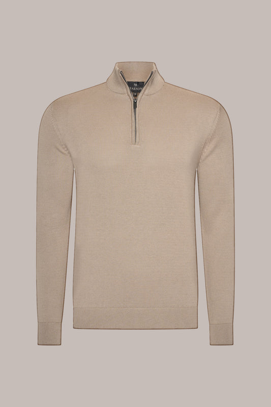 MAESON The Belfort Half-Zip Dune Taupe — vooraanzicht