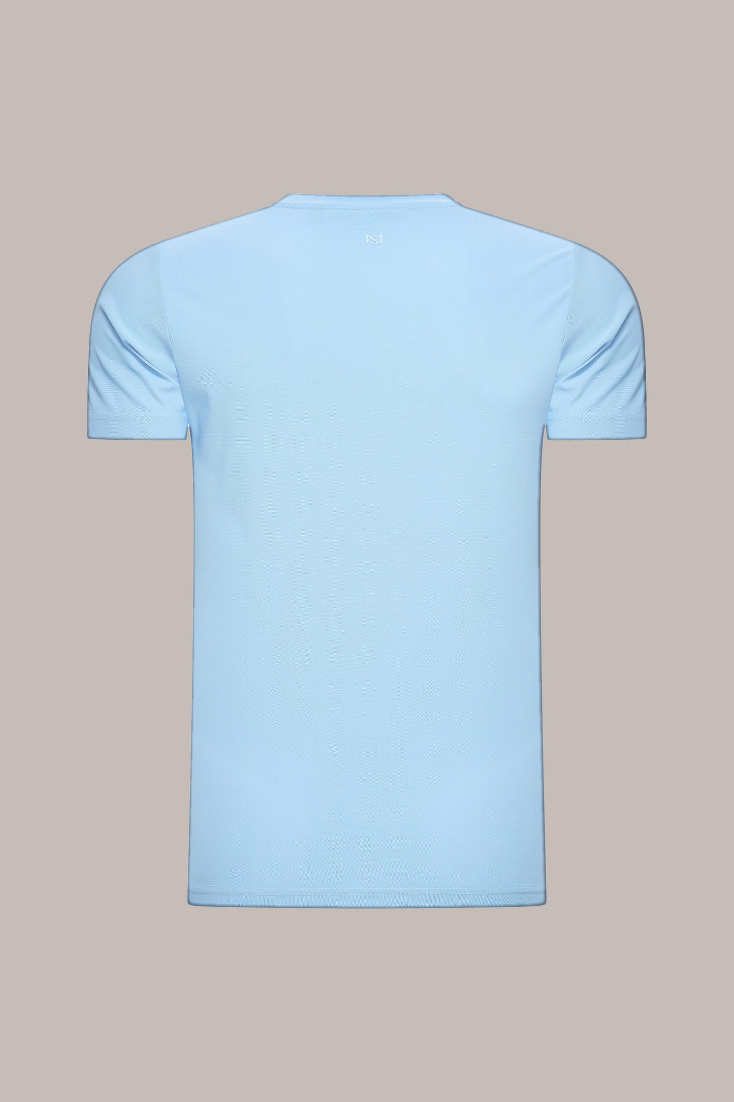 MAESON T-Shirt Silktouch Pique Azure Blue — achteraanzicht