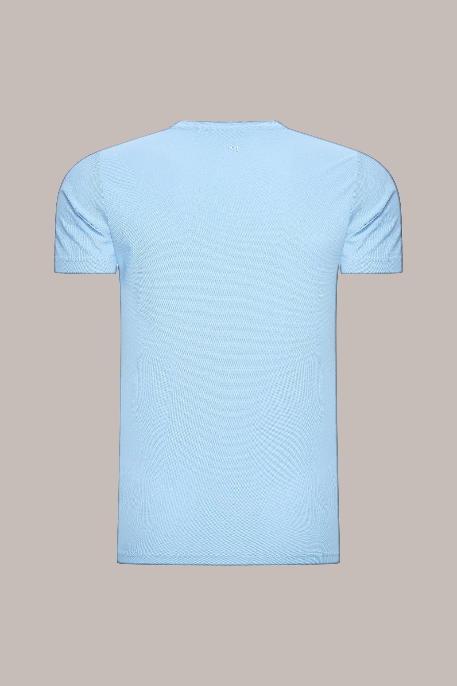 MAESON T-Shirt Silktouch Pique Azure Blue — achteraanzicht